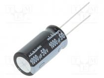 Capacitor  electrolytic, THT, 1000uF, 50VDC, Ø12.5x25mm, Pitch  5mm