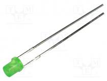 LED, 3mm, green, 6....13mcd, 130, Front  flat