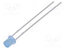 LED, 3mm, blue, 210....350mcd, 110, Front  flat