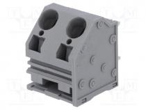 PCB terminal block, angled, 15mm, ways  2, on PCBs, 0.2....16mm2, 65A