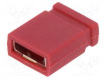Jumper, pin strips, female, closed, 2.54mm, 1x2, red