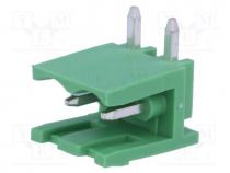 Pluggable terminal block, 5mm, ways  2, angled 90, socket, male