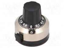 Precise knob, with counting dial, Shaft d  6.35mm, 25x22x24mm