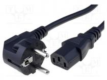 Cable, CEE 7/7 (E/F) plug angled,IEC C13 female, 2.5m, black