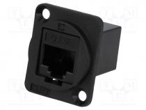 Coupler, FT, Cat  5e, Layout  8p8c, RJ45 socket,both sides, 19x24mm