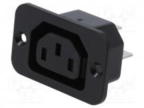 Connector  AC supply, socket, female, 10A, 250VAC, IEC 60320, 40mm