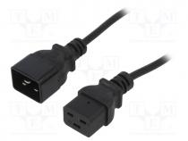 Cable, IEC C19 female,IEC C20 male, 1.8m, black, PVC, 3G1mm2, 16A