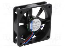 Fan  DC, axial, 12VDC, 60x60x15mm, 29m3/h, 27dBA, slide bearing