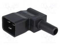 Connector  AC supply, plug, male, 16A, 250VAC, IEC 60320, C20 (I)