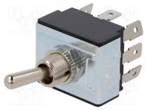 Switch  toggle, Pos  3, 3P3T, ON-OFF-ON, 10A/250VAC, -25÷70C, 50m