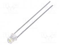 LED, 3mm, white cold, 780....1300mcd, 100, Front  flat, 11000K