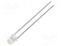 LED, 3mm, white cold, 780÷1300mcd, 100, Front  flat, 11000K