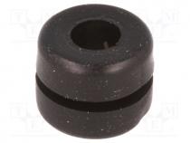 Grommet, Ømount.hole  6mm, Øhole  4mm, PVC, black, -30÷60C, UL94
