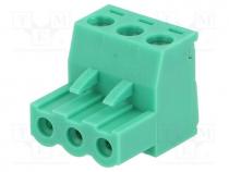 Pluggable terminal block, 5mm, ways  3, straight, plug, female