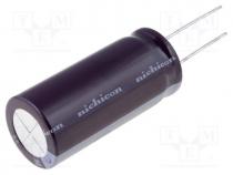 Capacitor  electrolytic, low impedance, THT, 1000uF, 10VDC, 20%