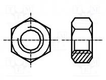 Nut, hexagonal, M3, 0.5, steel, Plating  zinc, H  2.4mm, 5.5mm, BN  117
