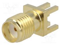 Socket, SMA, female, card edge, SMT, gold-plated