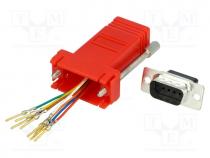 Transition  adapter, D-Sub 9pin male,RJ45 socket, red
