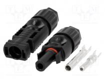 Connector  solar, male + female, straight, 2.5....4mm2, crimped, plug