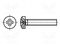 Screw, M5x18, 0.8, Head  cheese head, Phillips, PH2, steel, zinc