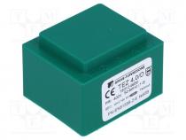 Transformer  encapsulated, 4VA, 400VAC, 12V, 333.3mA, Mounting  PCB