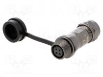 ST12, plug, female, PIN  4, IP67, 5÷8mm, 5A, soldering, for cable