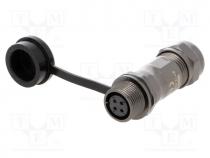 ST12, plug, female, PIN  4, IP67, 5....8mm, 5A, soldering, for cable