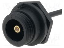 Connector  SMB, socket, RG174, with lead, external thread, IP68, 1m