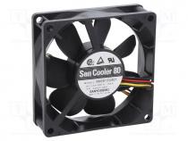 Fan  DC, axial, 12VDC, 80x80x25mm, 90m3/h, 40dBA, ball bearing