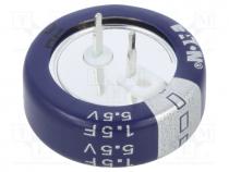 Supercapacitor, THT, 1.5F, 5.5VDC, -20....80%, Ø21.5x7.1mm, 30