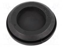 Grommet, with bulkhead, Ømount.hole  28mm, Øhole  21mm, black