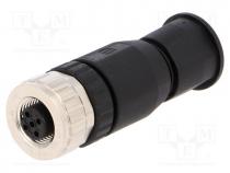 Plug, M12, PIN  5, female, A code-DeviceNet / CANopen, for cable