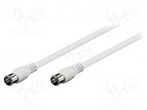 Cable, 75Ω, 1.5m, F plug "quick",both sides, white