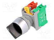 Switch  rotary, Stabl.pos  2, NC + NO, 3A/230VAC, 22mm, black, IP65
