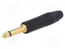 Plug, Jack 6,3mm, male, mono, ways  2, straight, for cable, black