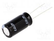 Capacitor  electrolytic, THT, 22uF, 400VDC, Ø12.5x25mm, Pitch  5mm