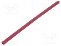 Heat shrink sleeve, glueless, 2  1, 1.6mm, L  1m, red, polyolefine