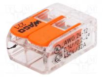 Installation quick splice, 221, spring clamp, 0.2....4mm2, 450V, 32A
