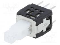 Switch  push-button, Pos  2, DPDT, 0.1A/30VDC, OFF-ON, THT, SPPH