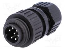 Connector  circular, plug, male, IP67, CA, PIN  7(6+1), 6+PE, 250V