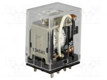 Relay  electromagnetic, DPDT, Ucoil  24VDC, 10A/110VAC, 10A/24VDC