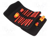 Kit  screwdriver bits, Pcs  16, 15pcs, insulated, 1kVAC, insulated