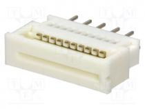 Connector  FFC (FPC), straight, PIN  10, ZIF, THT, 200V, 1A, tinned