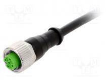 Connection lead, M12, PIN  4, straight, 10m, plug, 30VAC, 4A, PVC