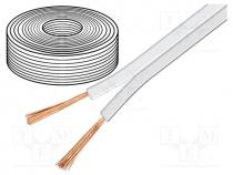 Wire  loudspeaker cable, 2x1,5mm2, stranded, OFC, white