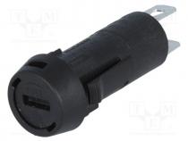 Fuse holder, cylindrical fuses, 5x20mm, 10A, on panel, -40....85C