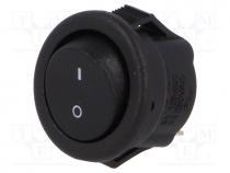 ROCKER, SPST, Pos  2, OFF-ON, 3A/250VAC, black, none, 20m, UL94V-2