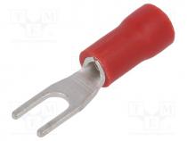 Tip  fork, M3, Ø  3.2mm, 0.5÷1mm2, crimped, for cable, insulated, red
