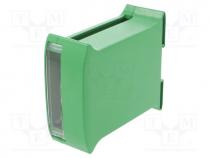 Enclosure  for DIN rail mounting, Y  101mm, X  45mm, Z  119mm, green
