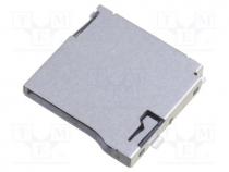 Connector  for cards, microSD, push-push, SMT, gold flash